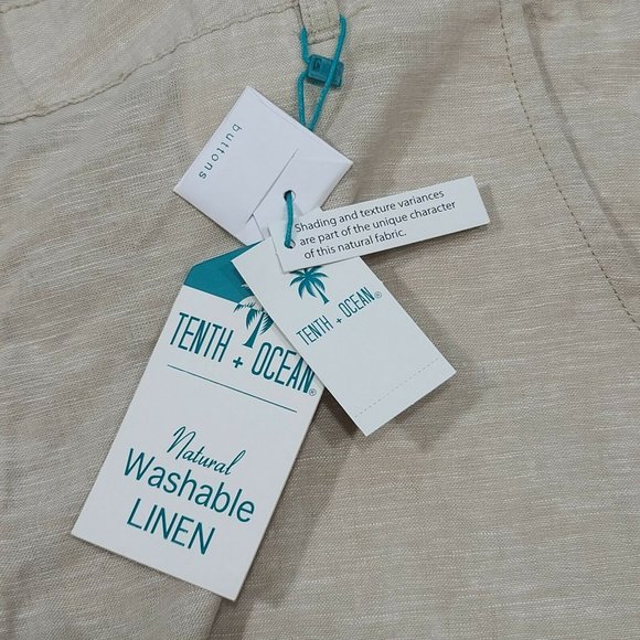 Tenth + Ocean Natural Washable Linen Shorts Men's Size 42" Tan Sand NWT - Picture 4 of 8